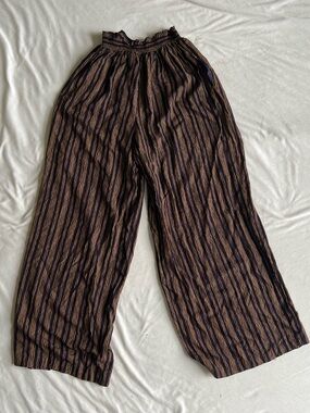 Wide Leg Pants Black and Brown Saville Rena Rowan Summer Pant Soft Size 10 Chic
